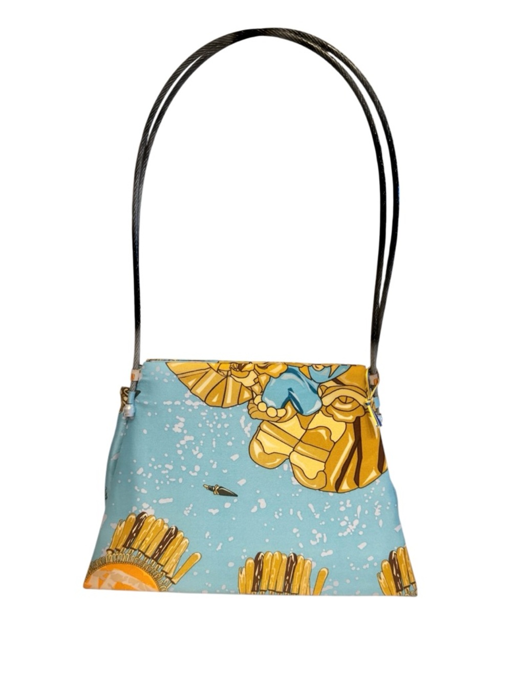 NWOT Pineda Covalin Silk Blue Retro Patterned Women's Shoulder Bag